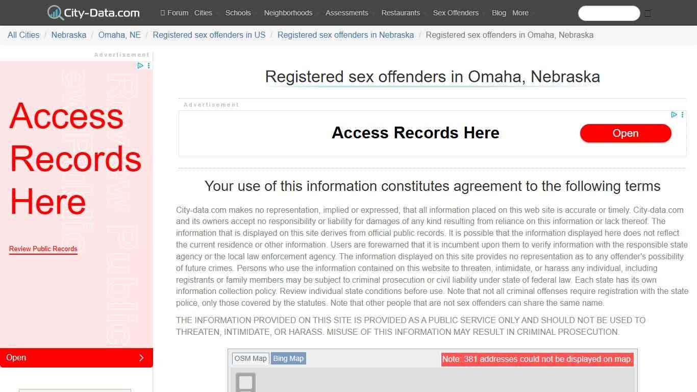 Registered sex offenders in Omaha, Nebraska - crimes listed, registry-based, living in this city